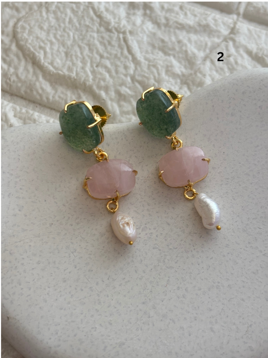 Misha Natural Stone Earring Brass