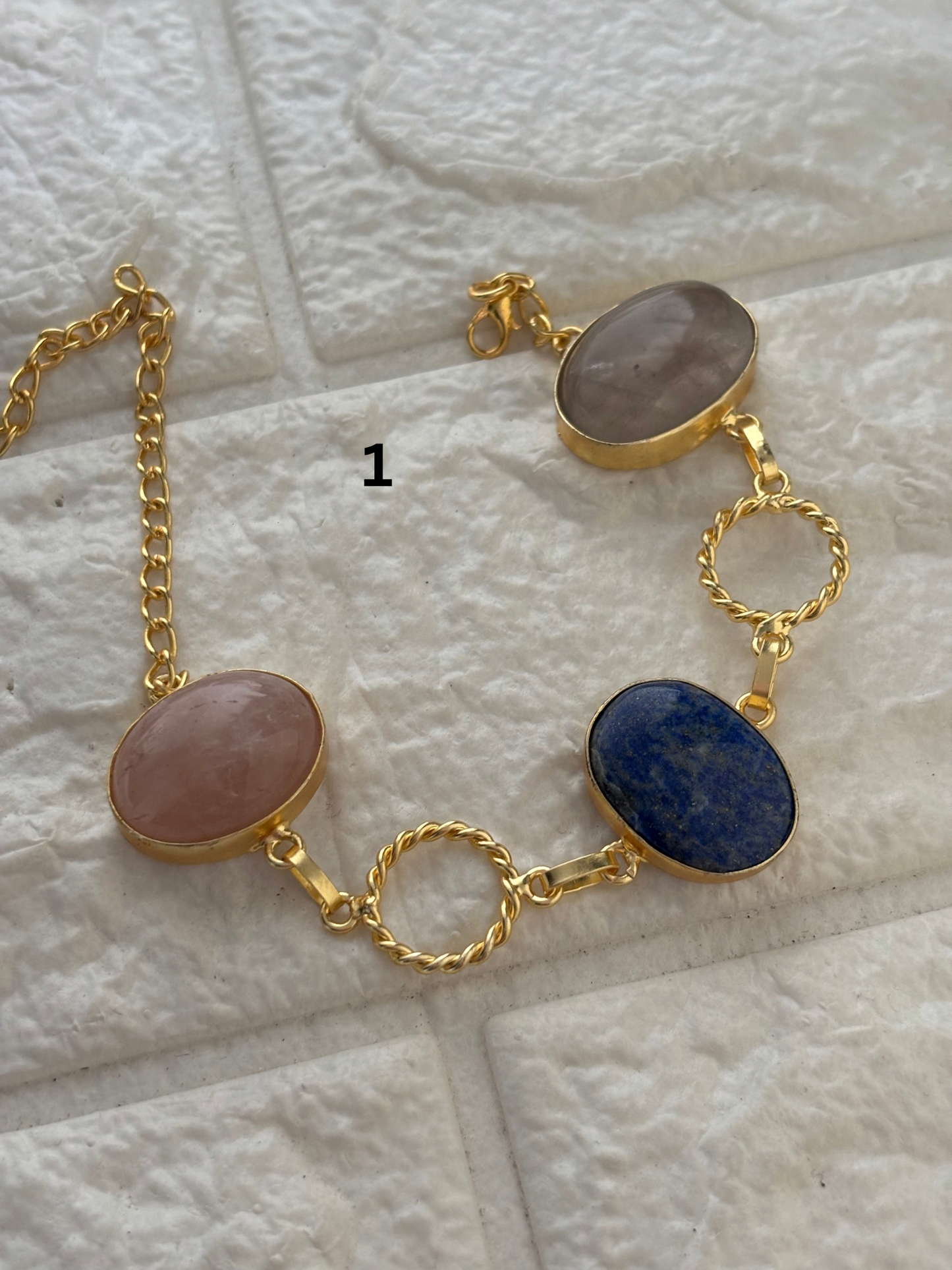 Kim Natural Stone Bracelet- Brass