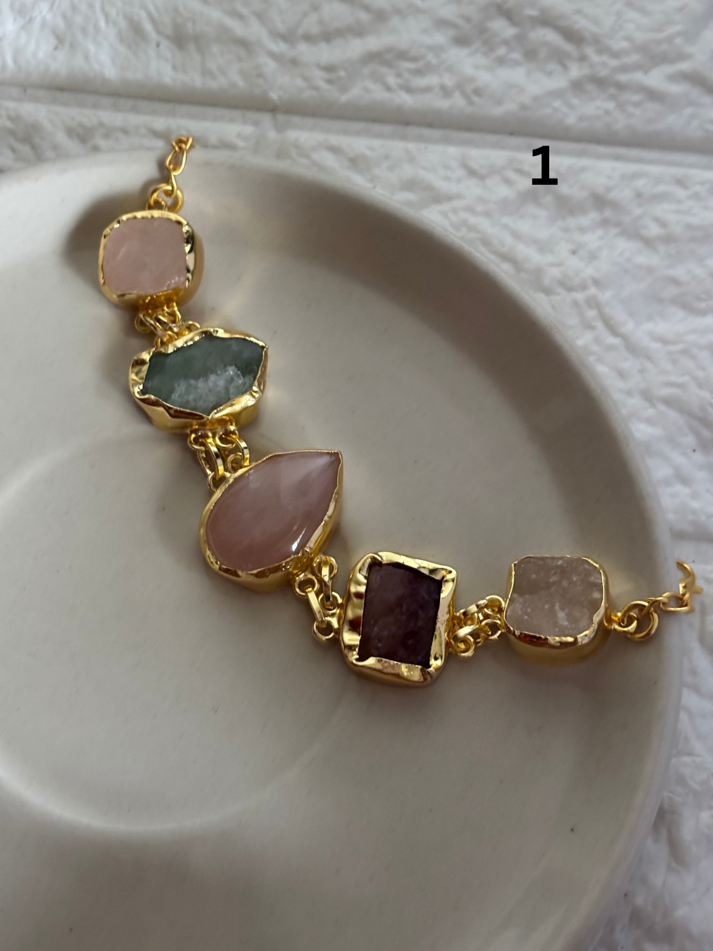 Reem Natural Stone Bracelet- Brass