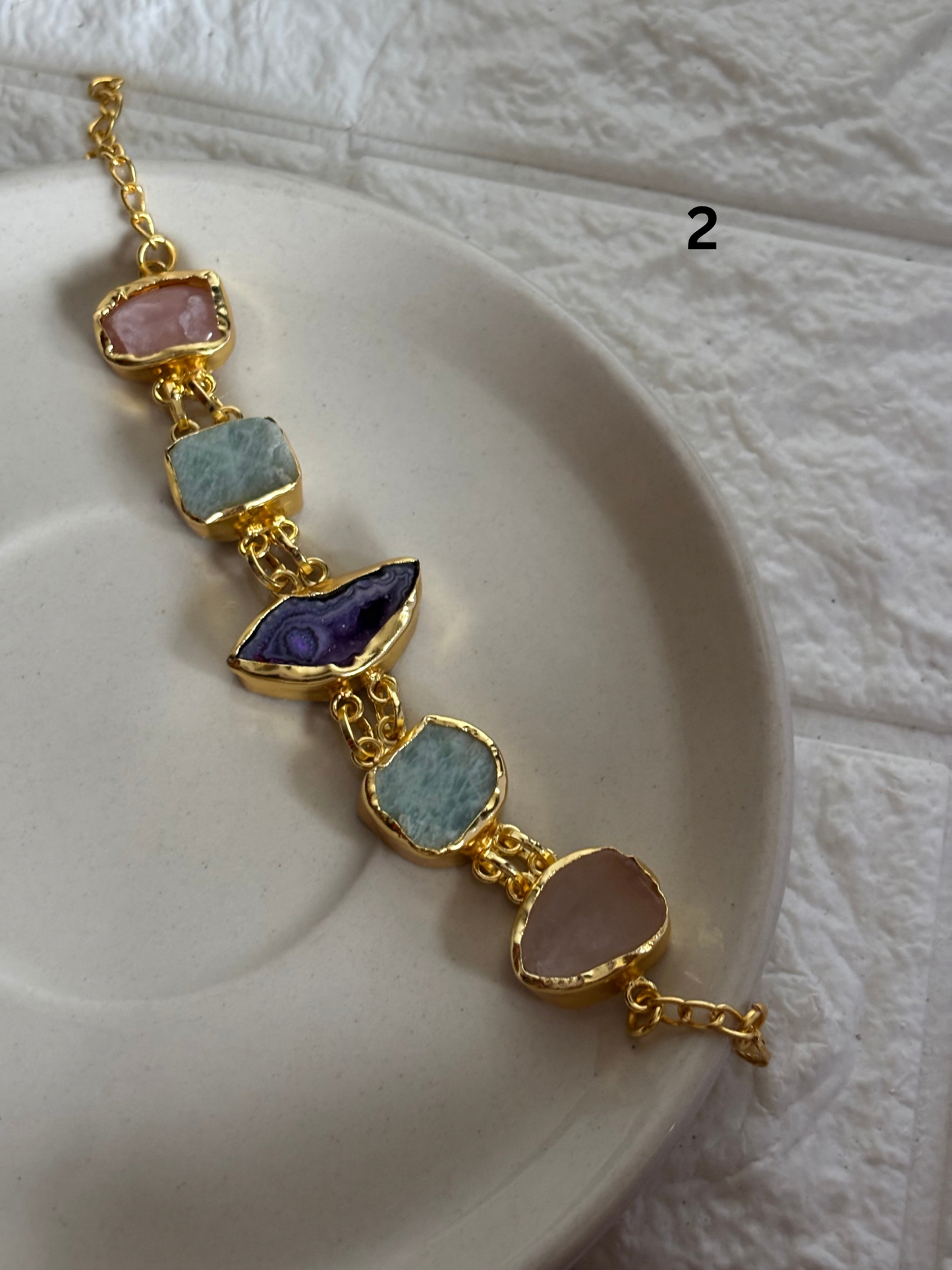 Reem Natural Stone Bracelet- Brass