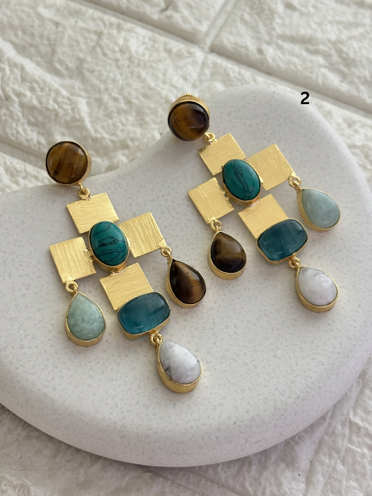 Majesty Natural Stone Earring-Brass