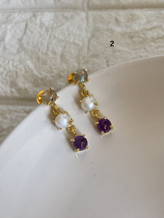 Mini Pearl Dangler- Brass