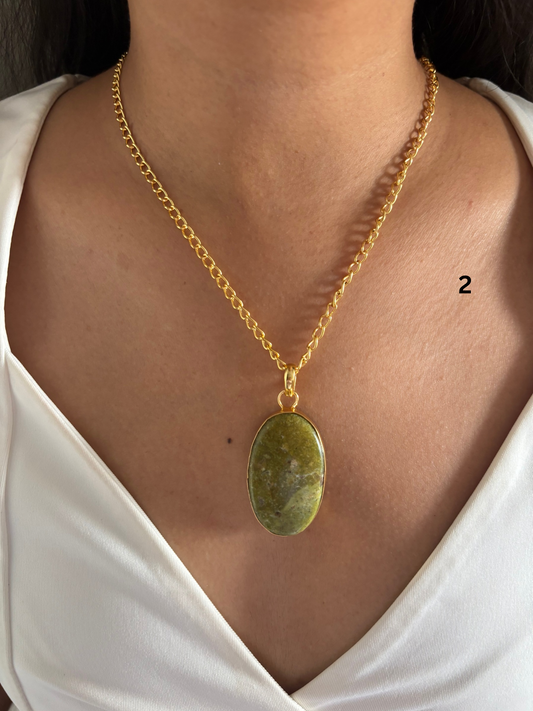 Laniette Natural Stone Necklace-Brass