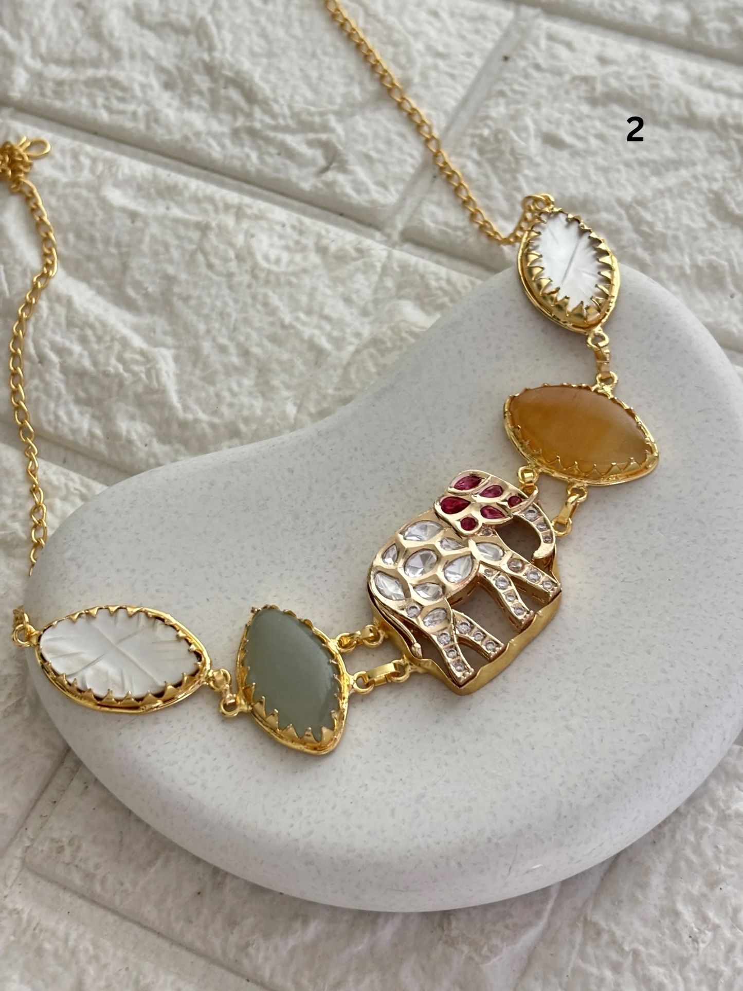 Elinor Fusion Natural Stone Choker -Brass