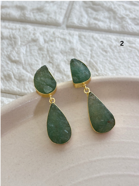Amor Natural Stone Earring - Brass