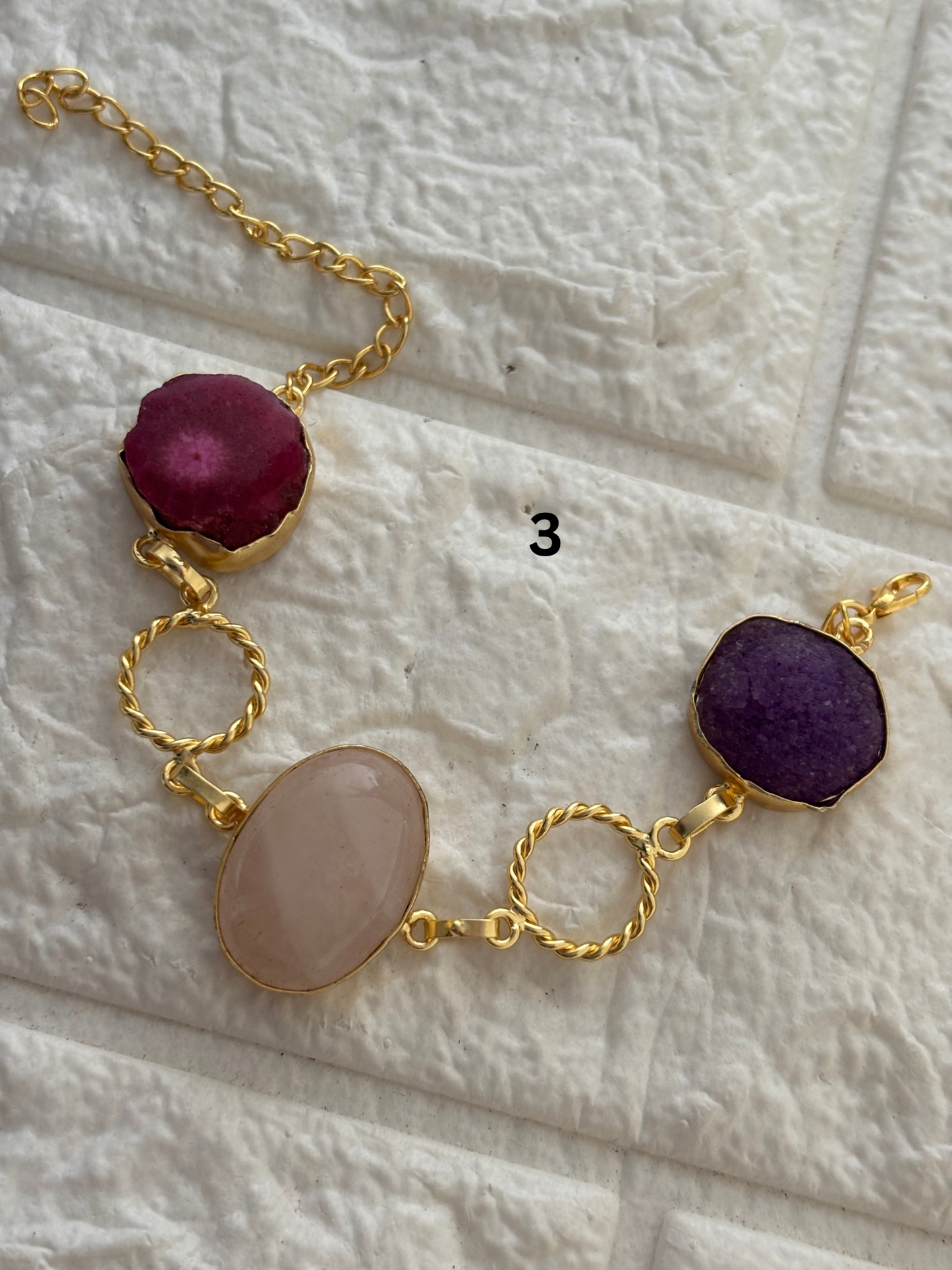 Kim Natural Stone Bracelet- Brass
