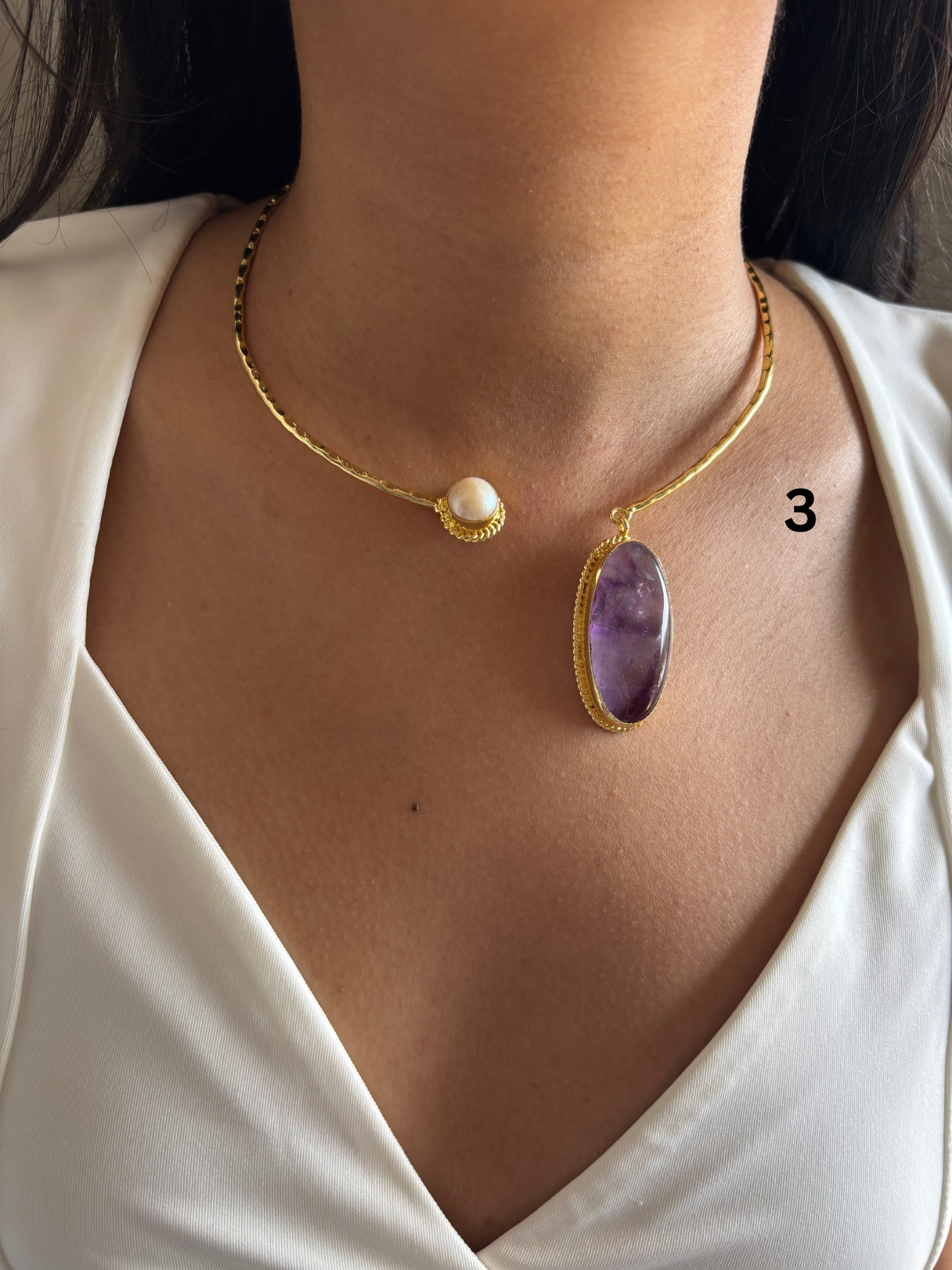 Amethyst Choker Hasli- Brass