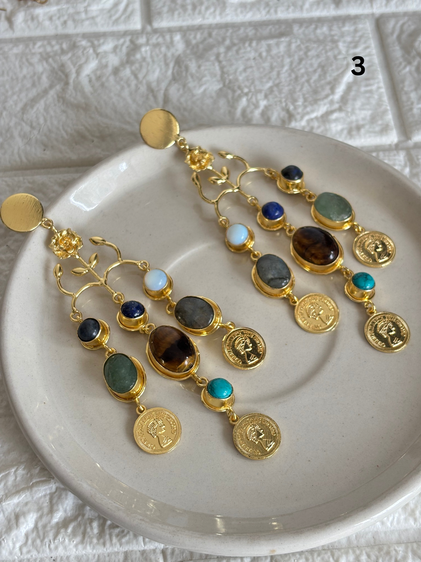 Regal Natural Stone Dangler- Brass