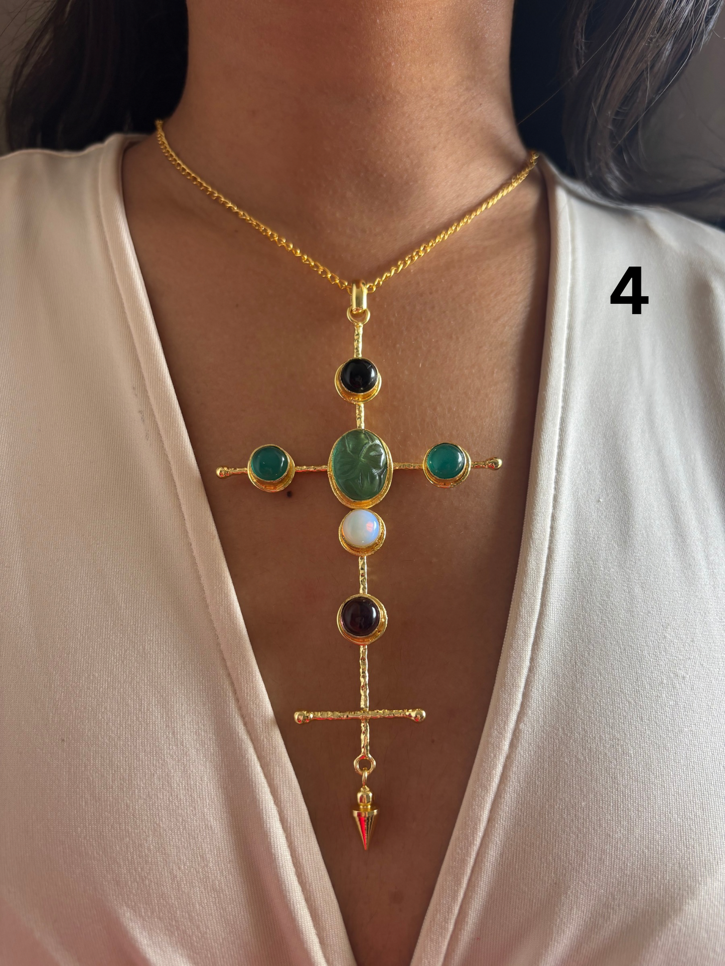 Catherine Natural stone Necklace-Brass