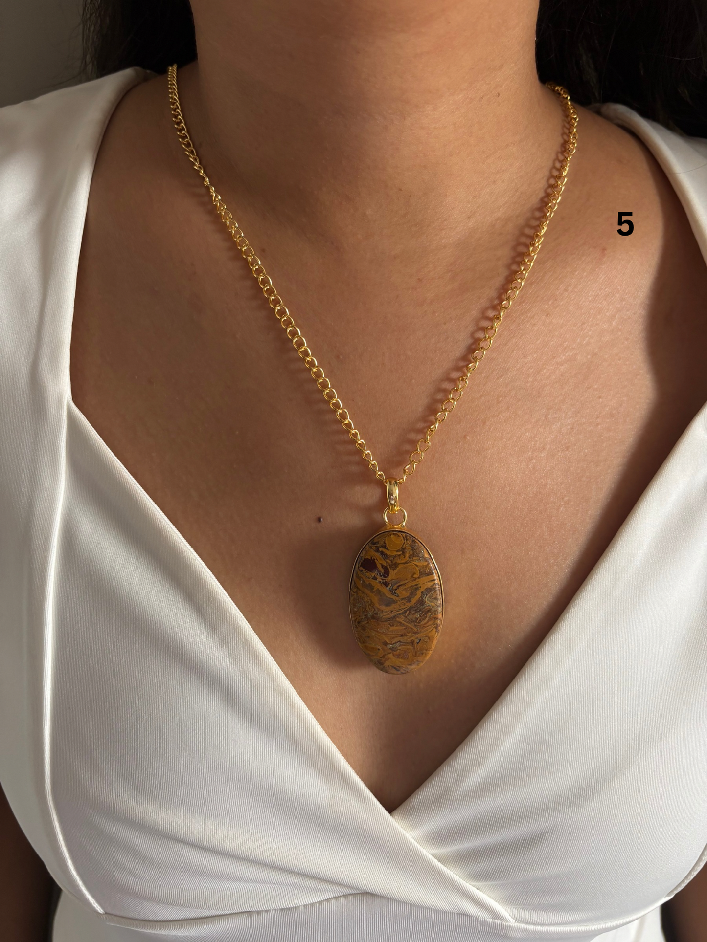 Laniette Natural Stone Necklace-Brass