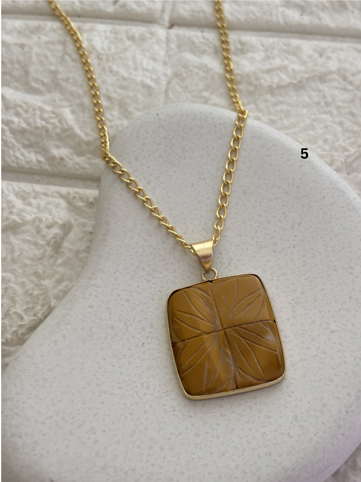 Carving Mix color Necklace- Brass