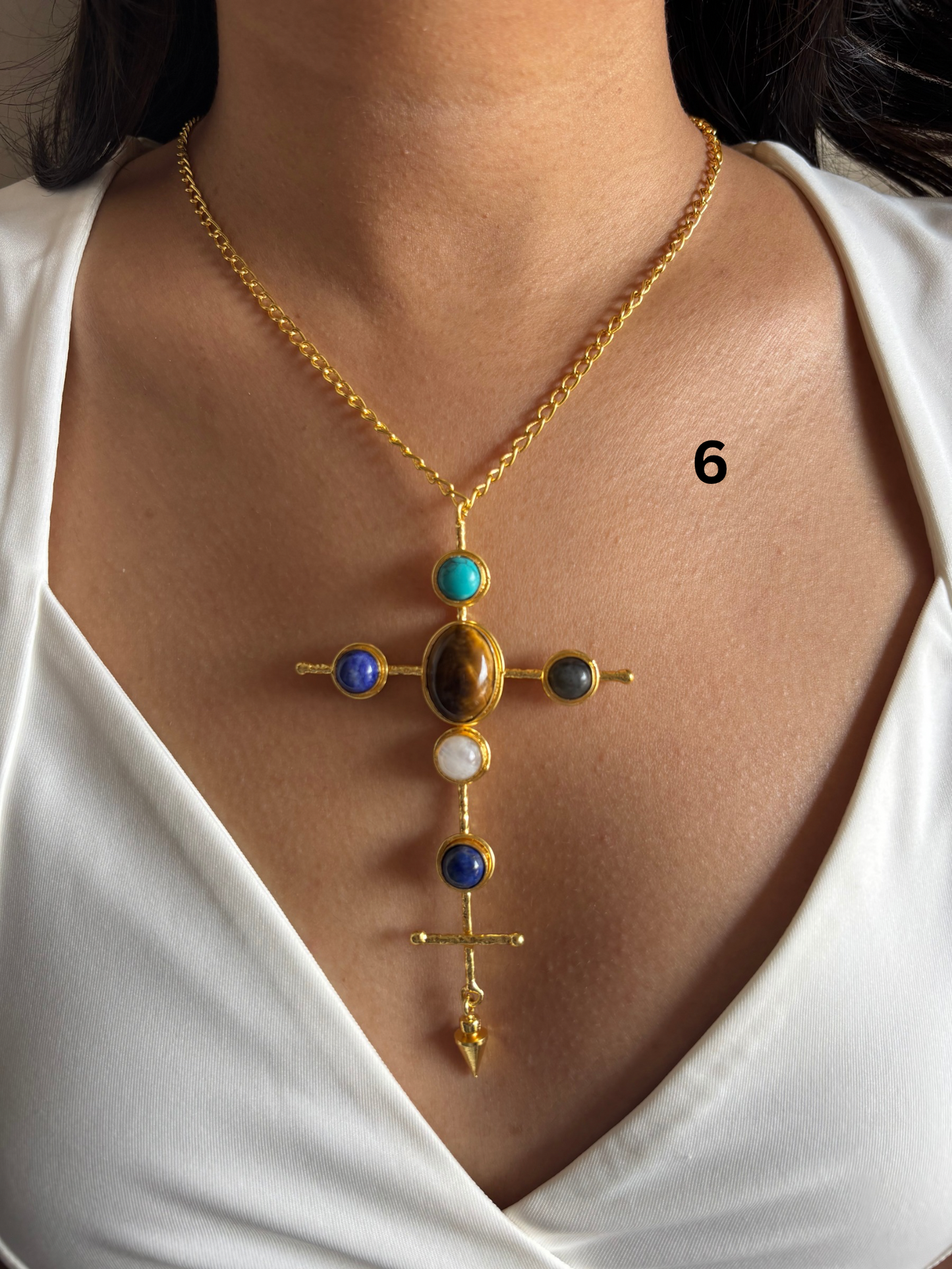 Catherine Natural stone Necklace-Brass