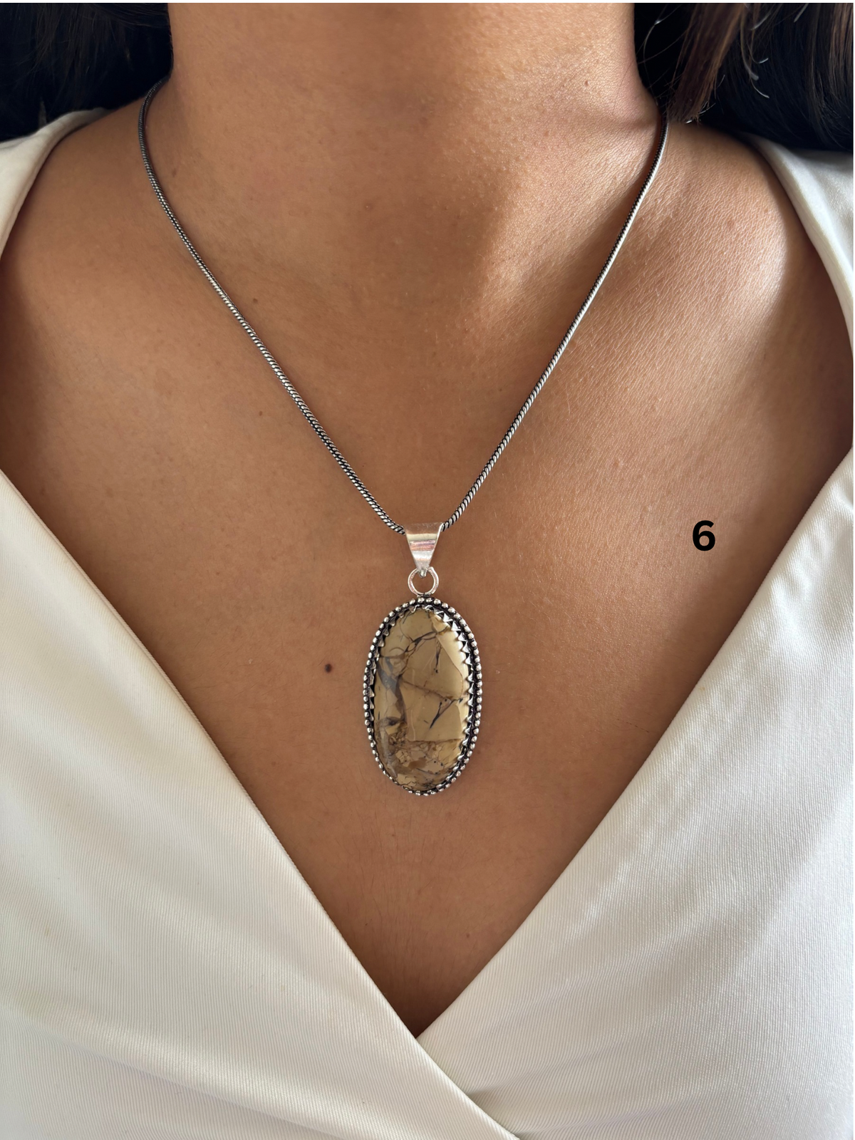 Natural Stone Silver oxodised Necklace