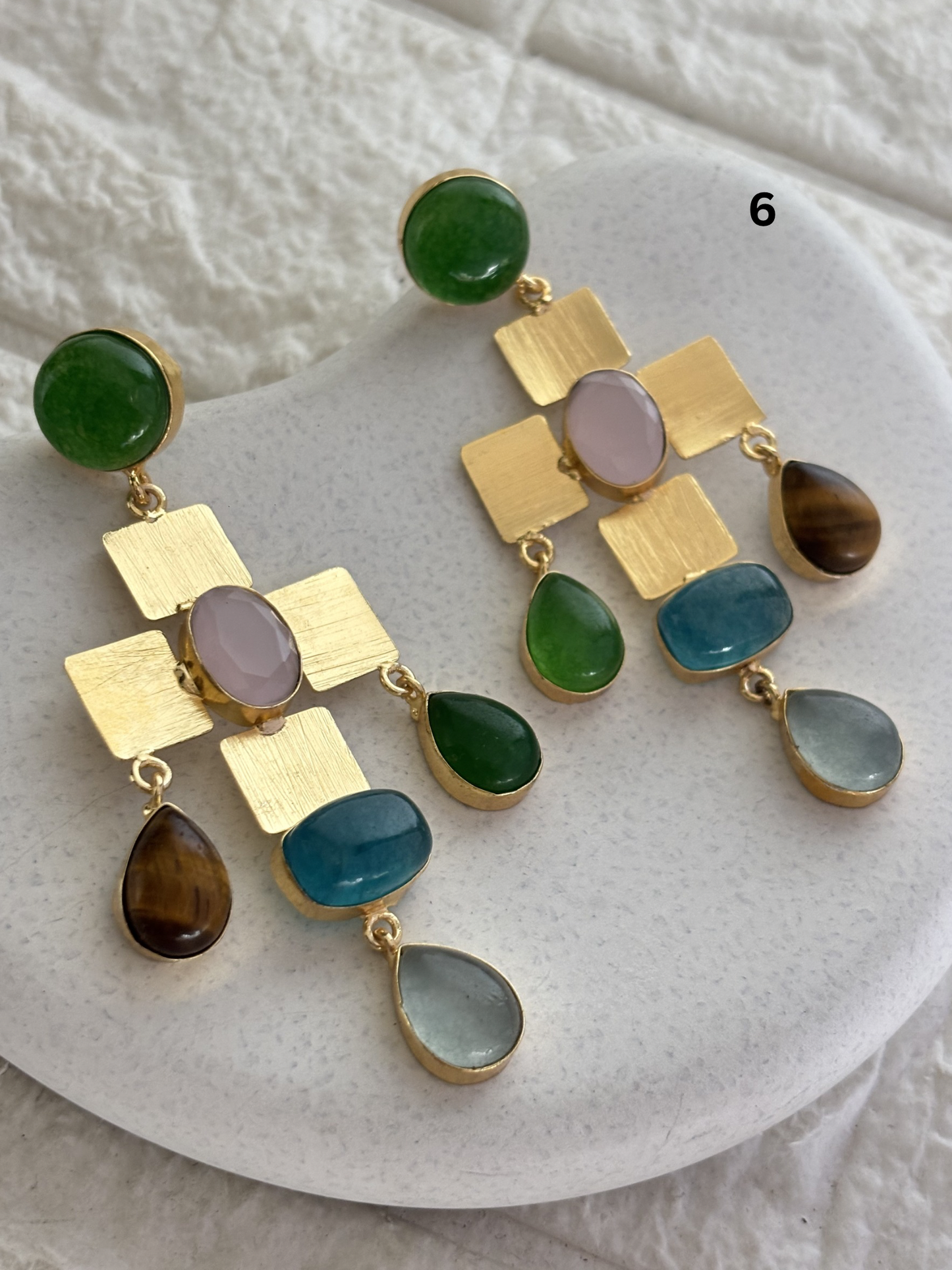 Majesty Natural Stone Earring-Brass