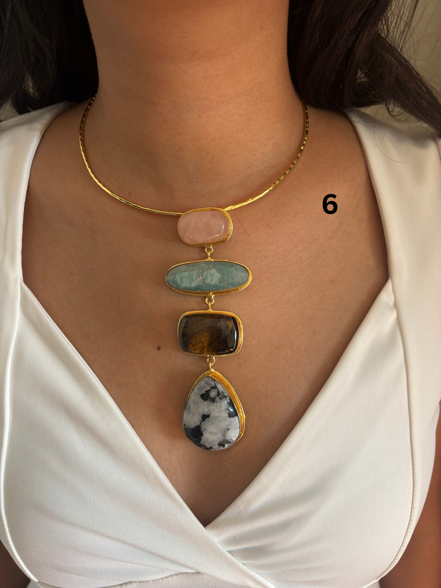 Isabelle Natural Stone Hasli Choker- Brass