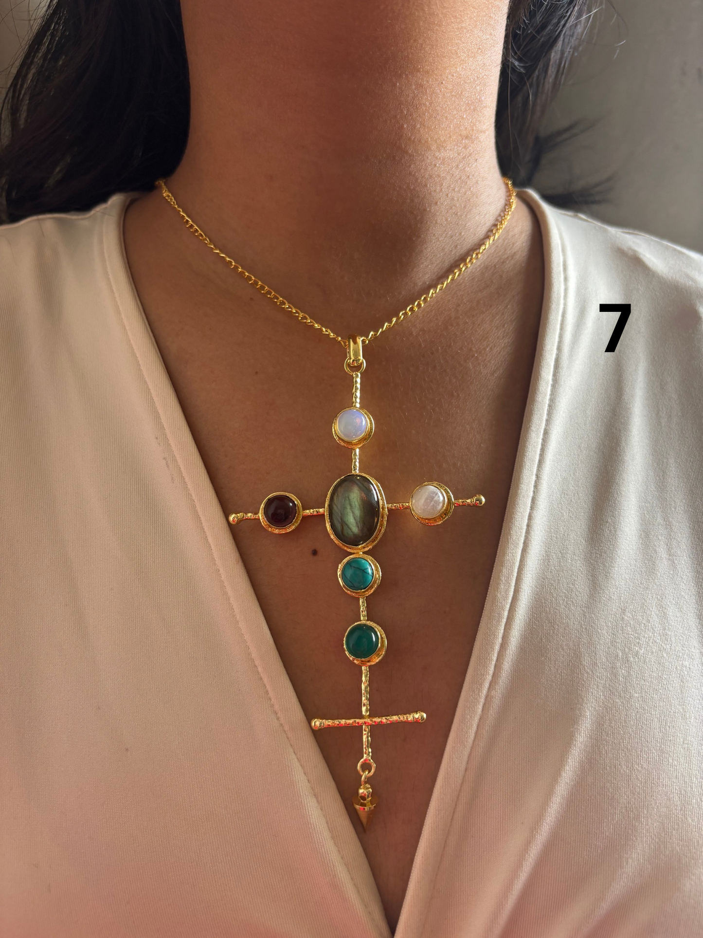 Catherine Natural stone Necklace-Brass