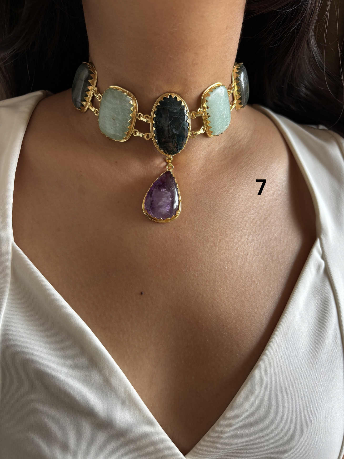 Victorian Natural Stone Choker- Brass
