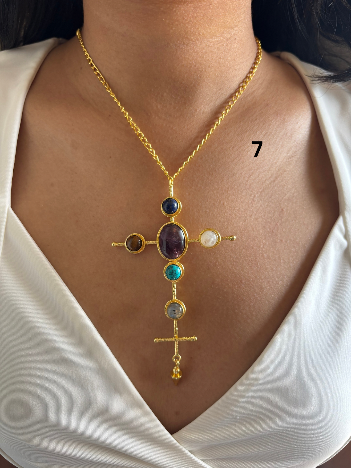 Catherine Natural stone Necklace-Brass