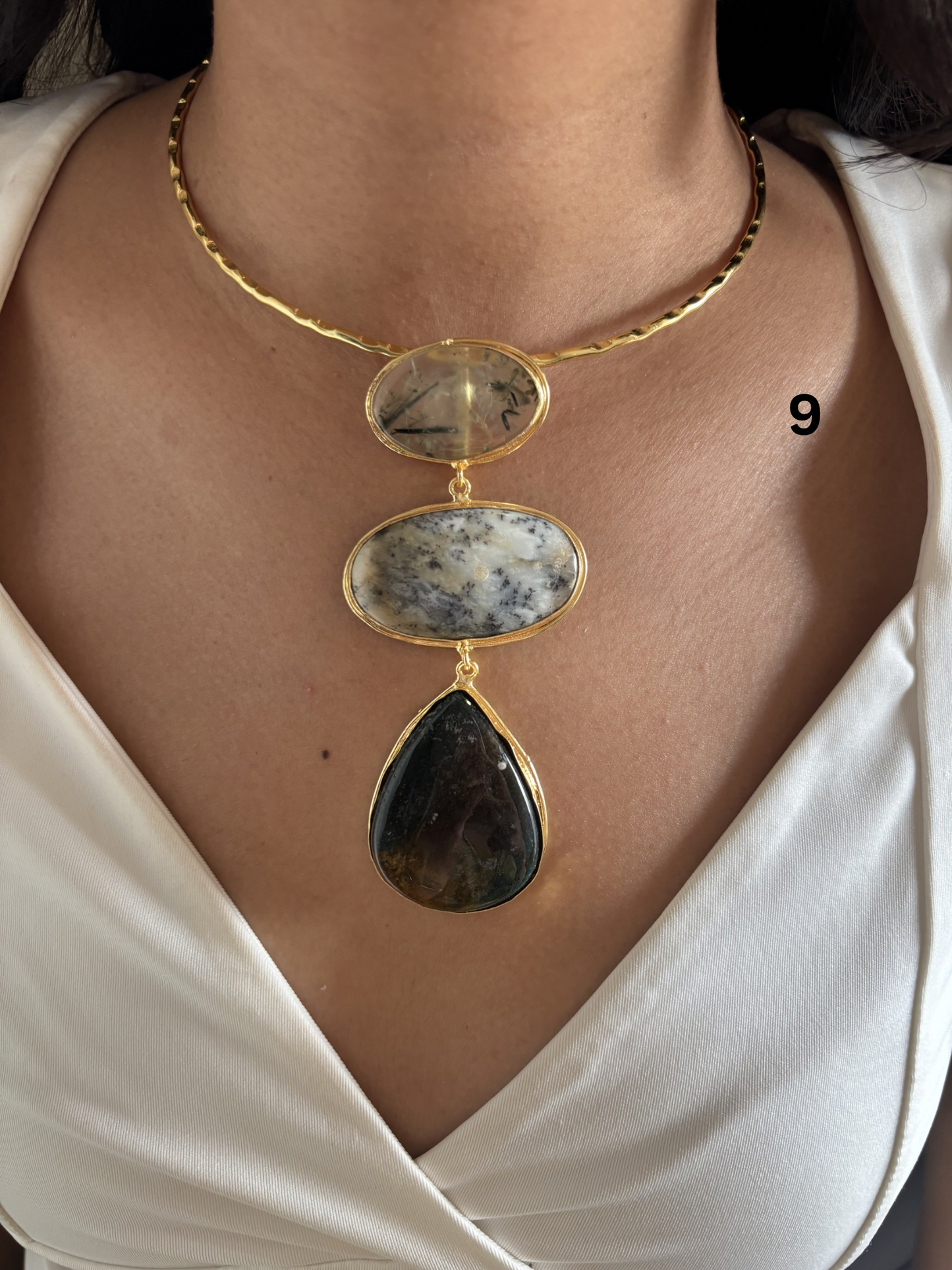 3 stone Isabelle hasli choker- Brass