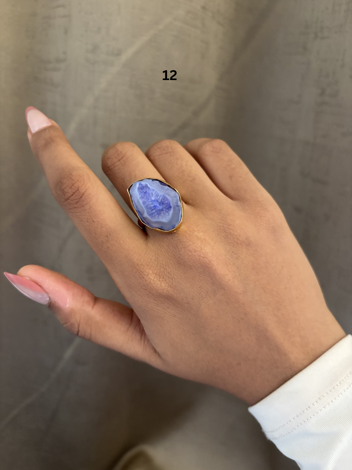 Agate Mix Color Adjustable Ring- Brass