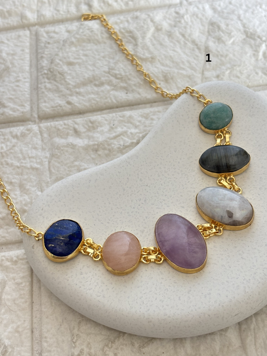Sabrina Natural Stone Choker- Brass
