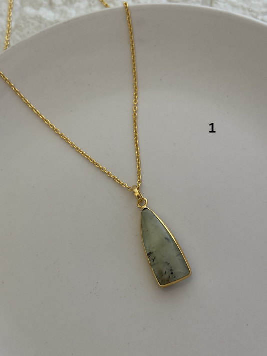 Pyramid Stone Necklace-Brass