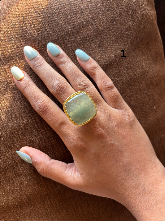Fusion Natural Stone Adjustable Ring-Brass