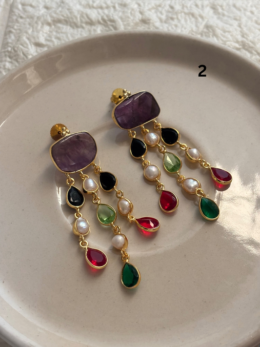 Crystal Chandelier Earrings- Brass