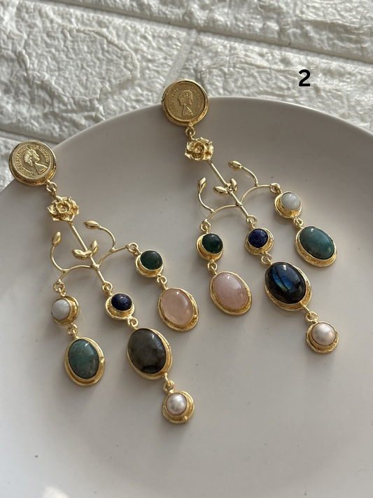 Regal Natural Stone Dangler- Brass