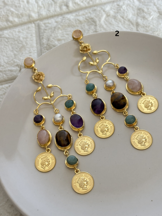 Regal Natural Stone Dangler- Brass