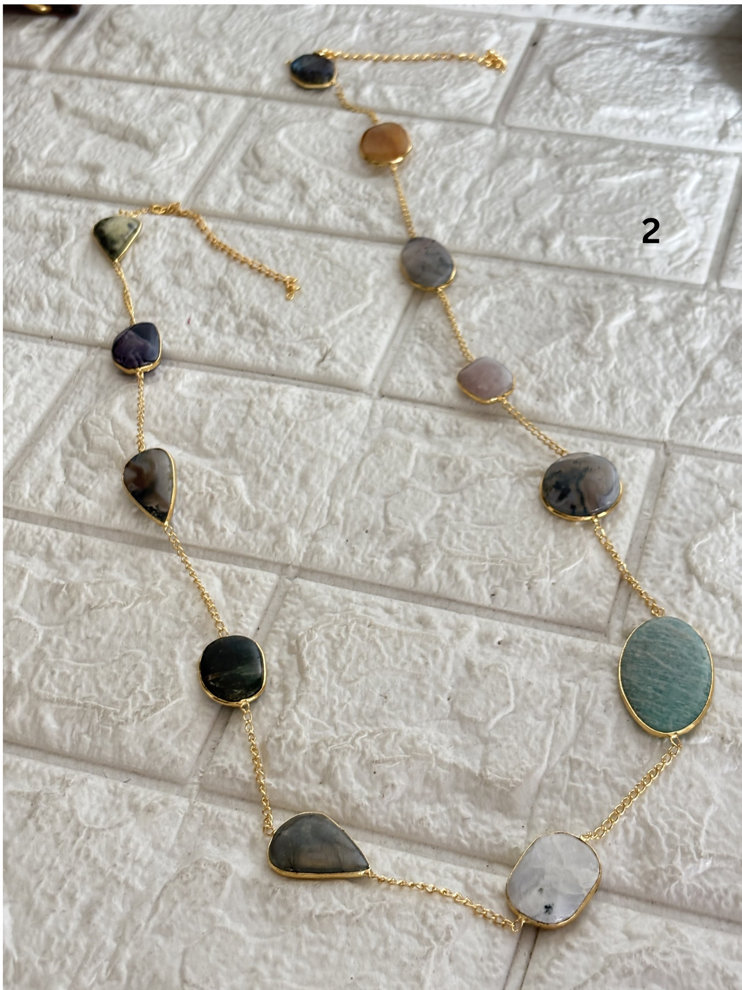 Megan Multi-color Stone- Brass