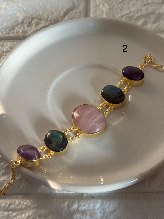Sabrina Natural Stone Bracelet- Brass