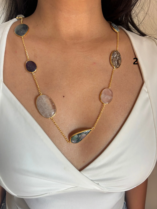 Megan Multi-color Stone- Brass