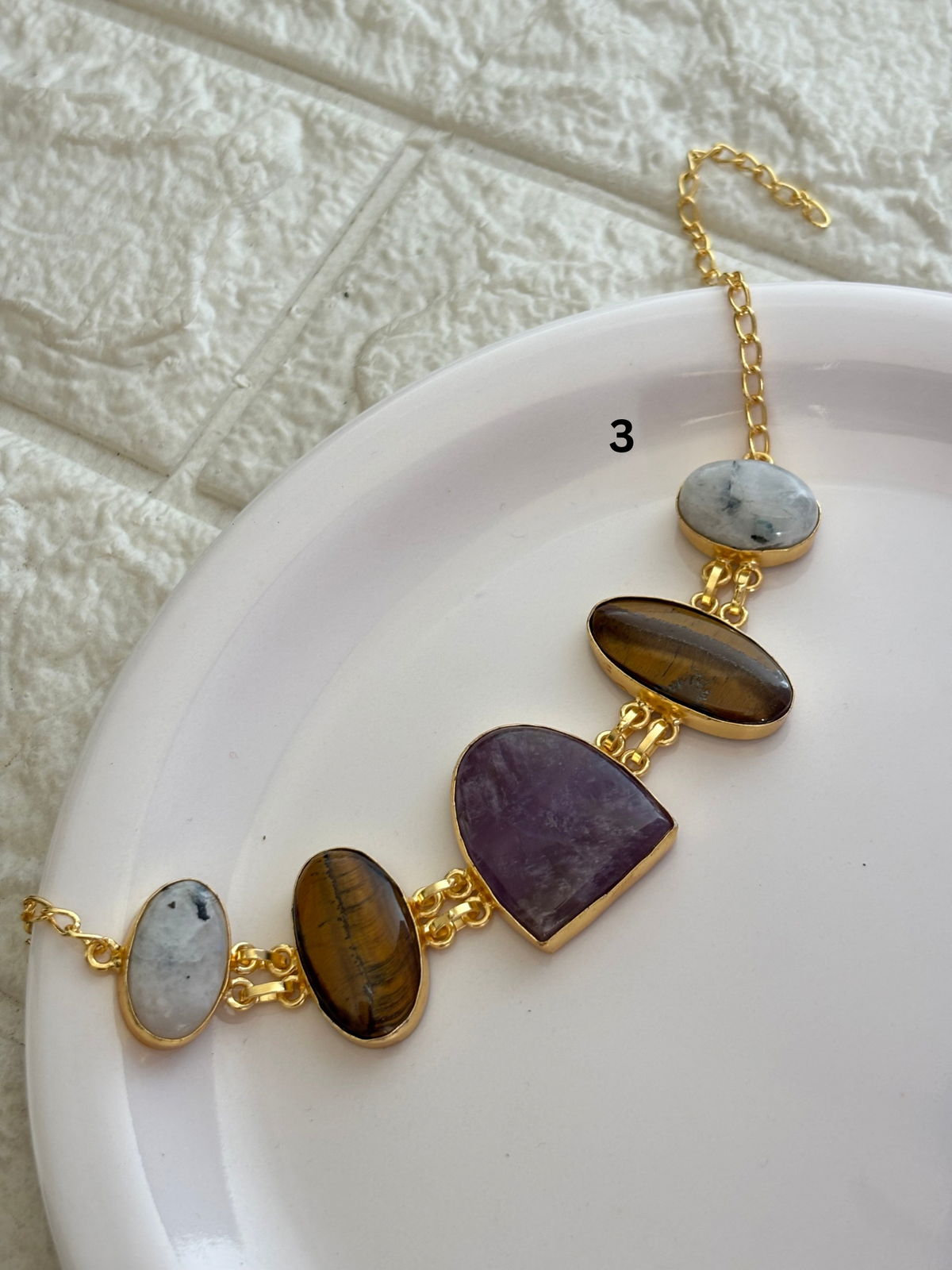 Sabrina Natural Stone Bracelet- Brass