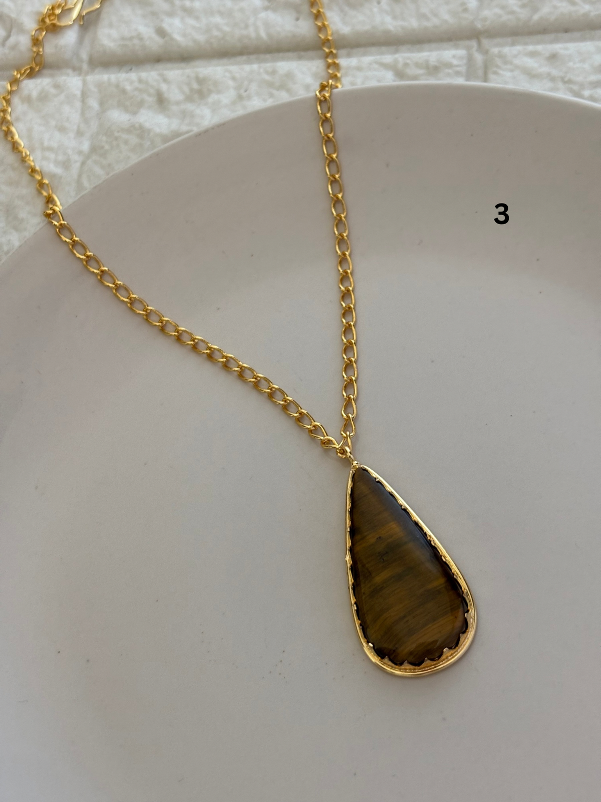 Tiger Eye Necklace -Brass