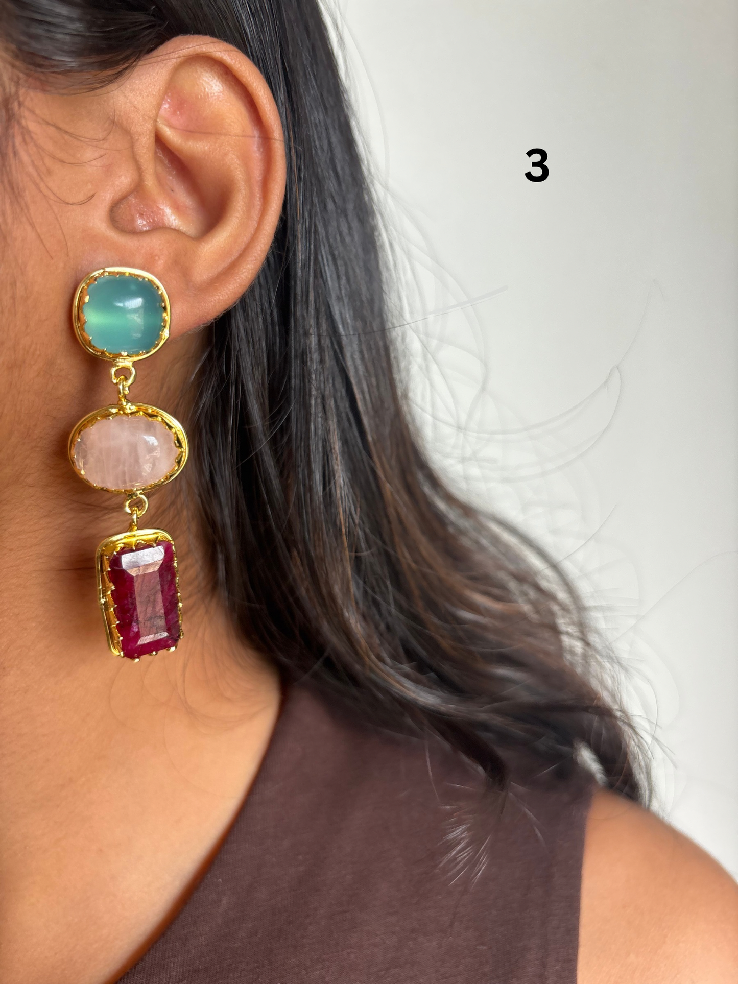 Renne Natural-Stone Danglers Brass