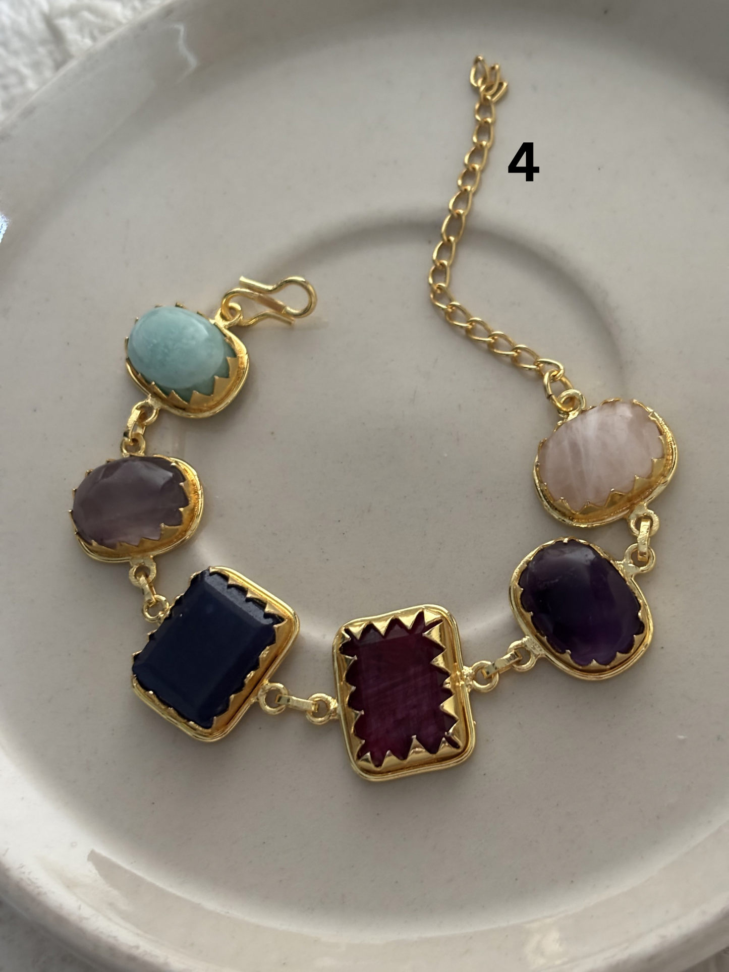 Renne Natural Stone Bracelet Brass