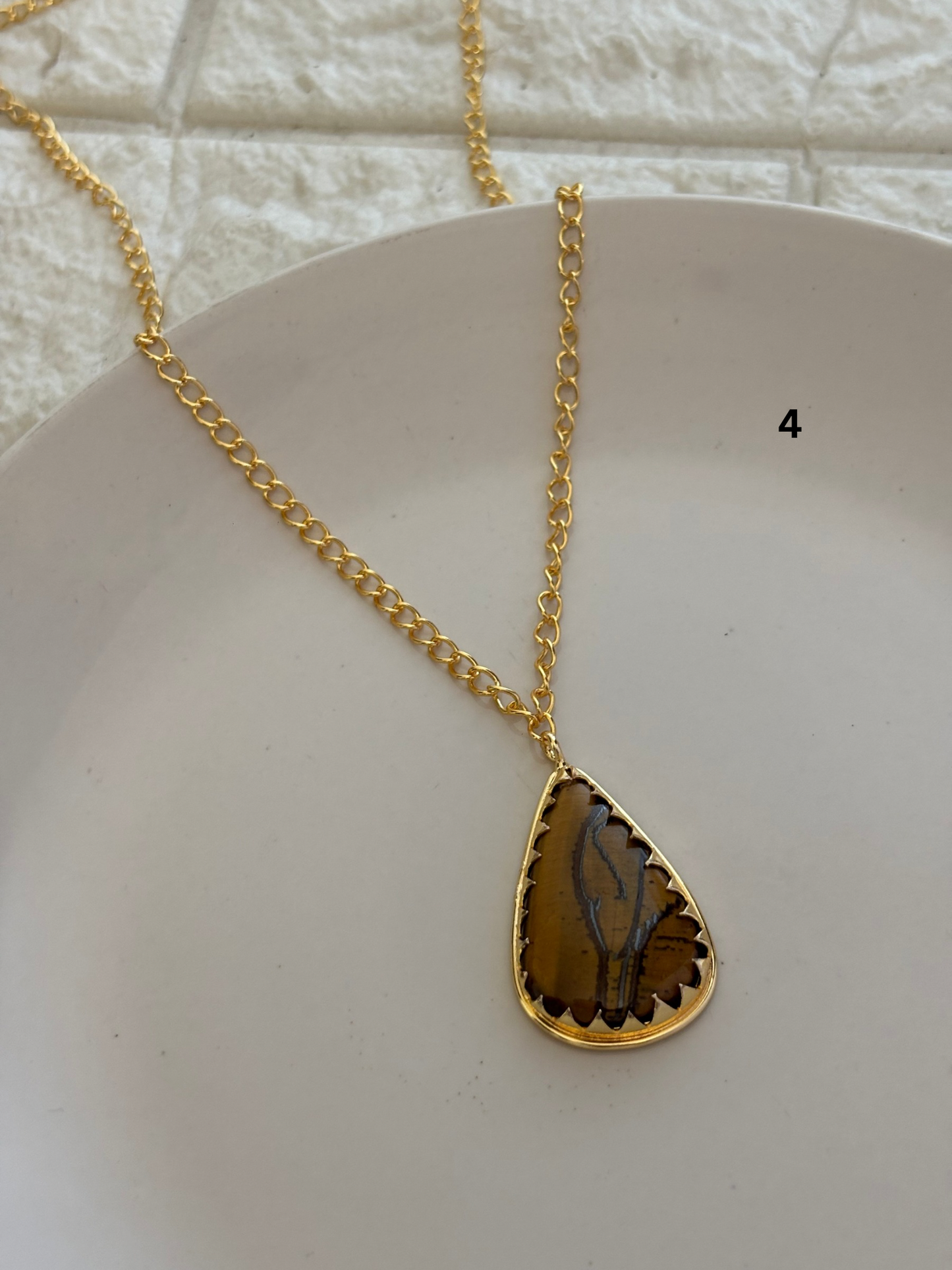 Tiger Eye Necklace -Brass