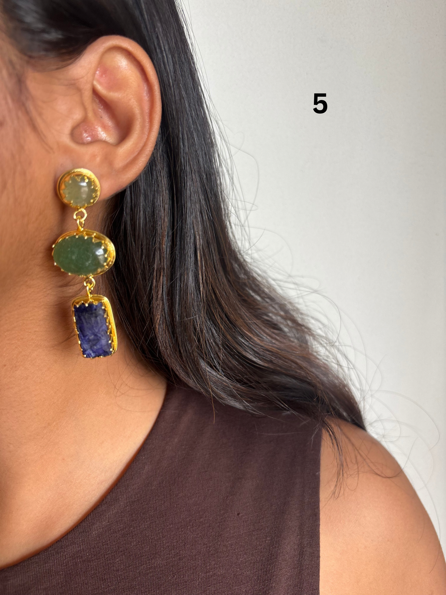 Renne Natural-Stone Danglers Brass