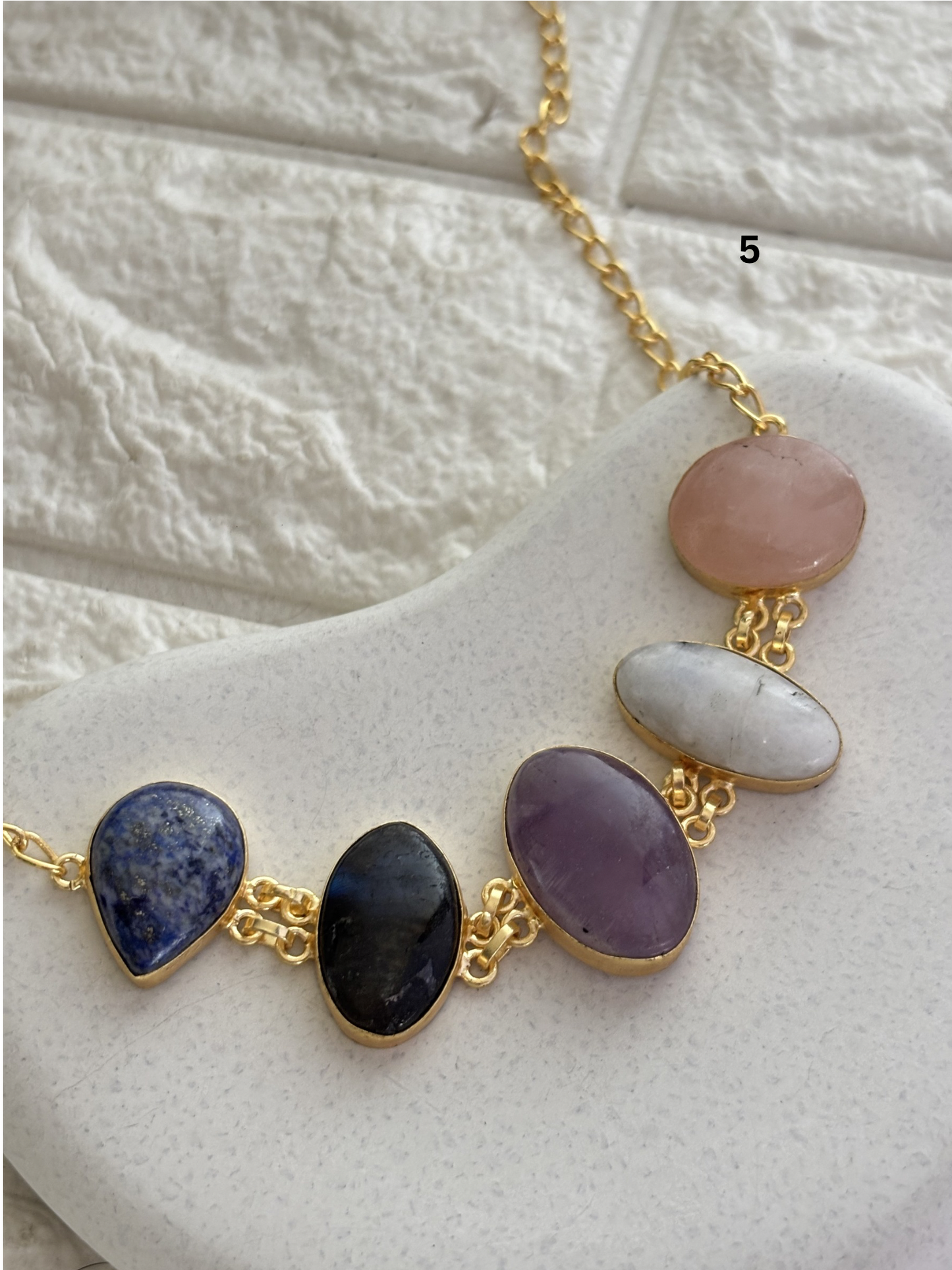 Sabrina Natural Stone Choker- Brass