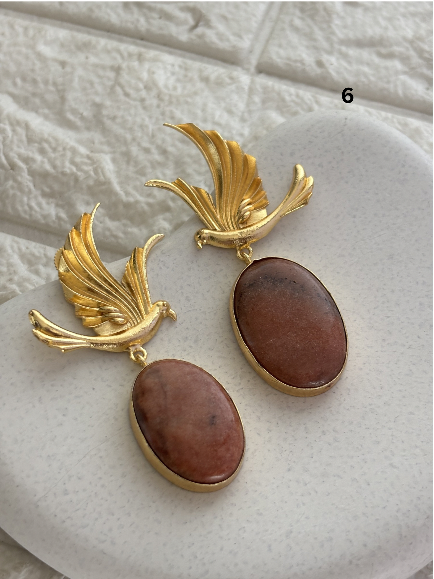 Phoenix Natural Stone Earring Brass