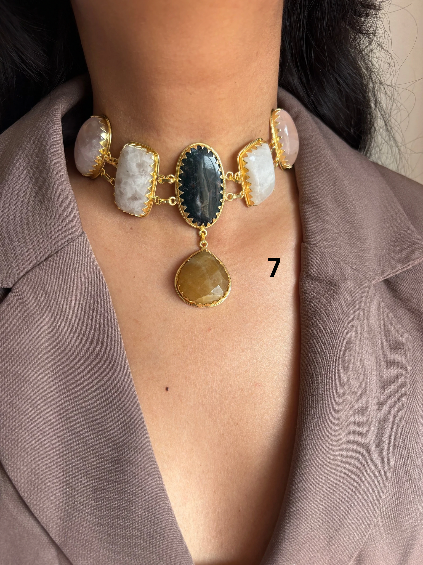 Victorian Natural Stone Choker- Brass