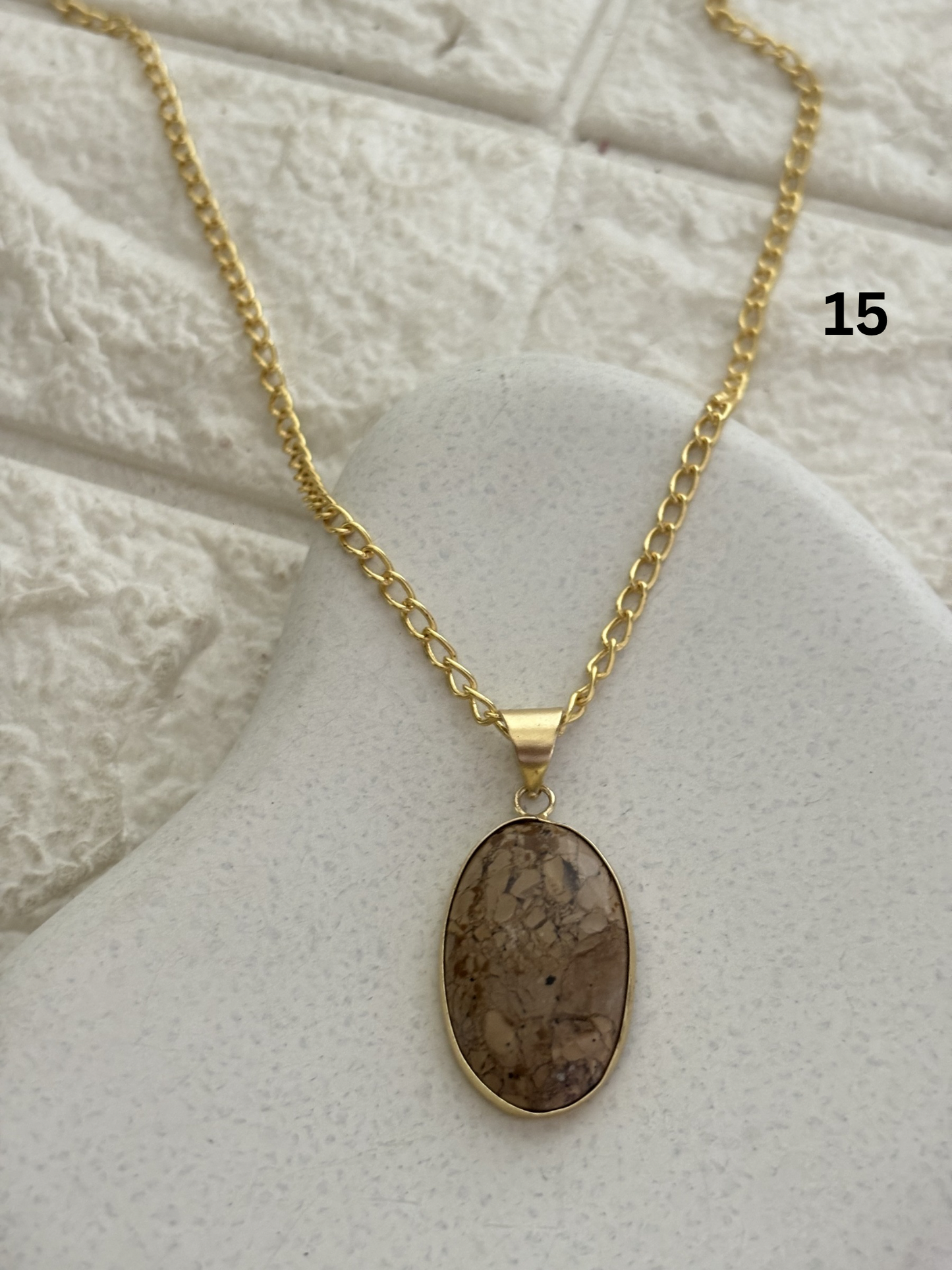 Mix color jasper stone Necklace - Brass