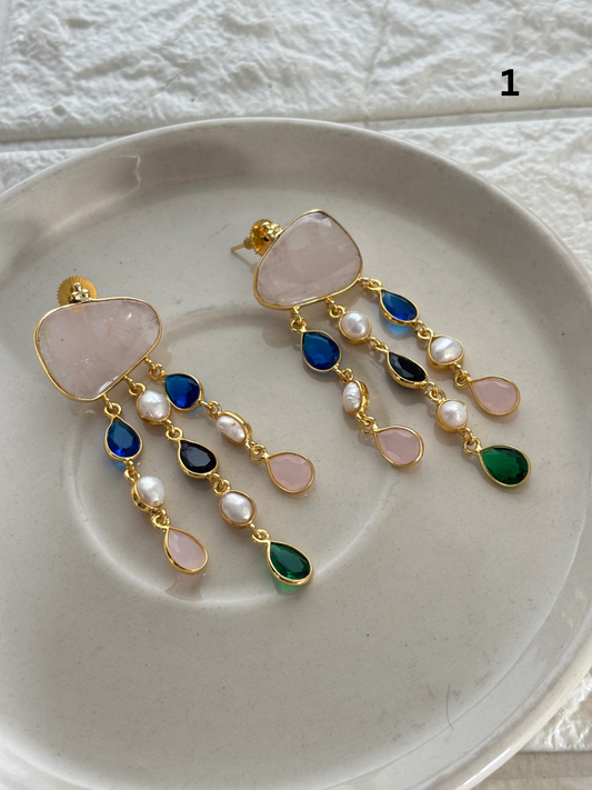 Crystal Chandelier Earrings- Brass