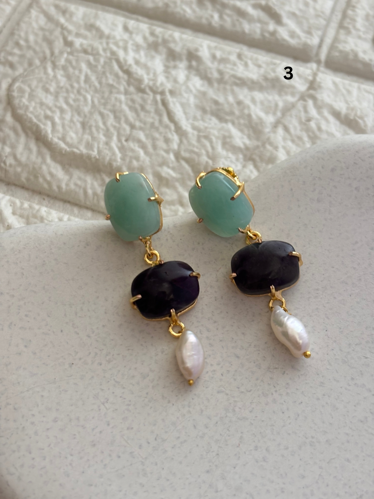 Misha Natural Stone Earring Brass