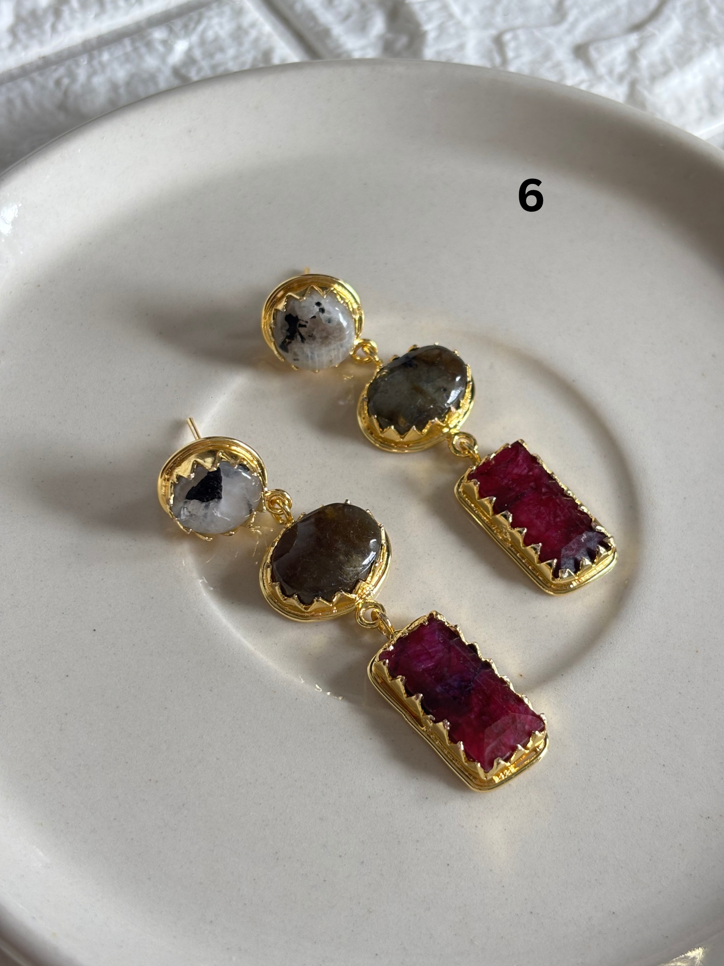 Renne Natural-Stone Danglers Brass