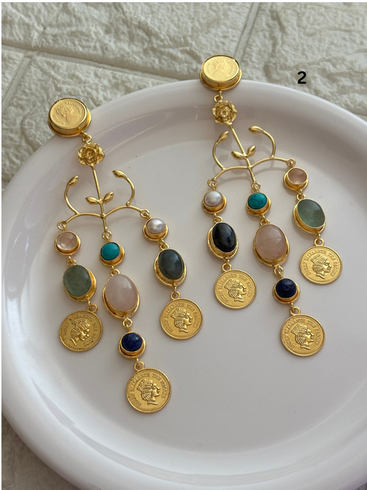 Regal Natural Stone Dangler- Brass