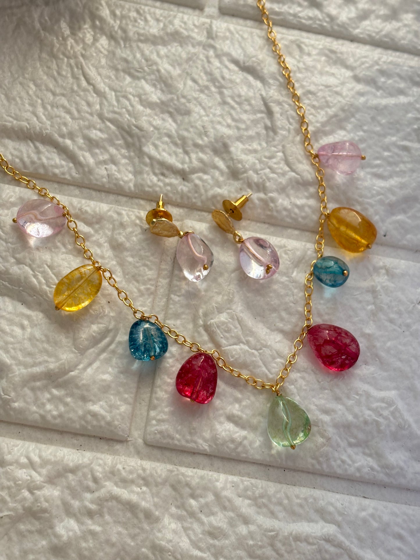 Multicolor Gemstone Set - Brass