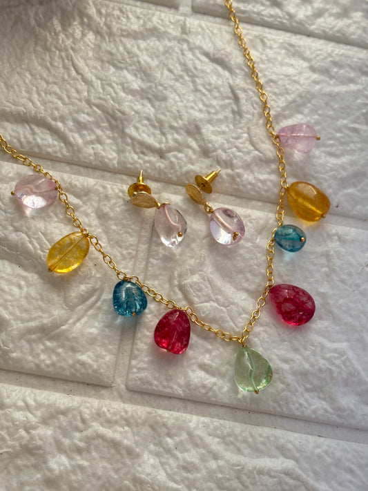 Multicolor Gemstone Set - Brass