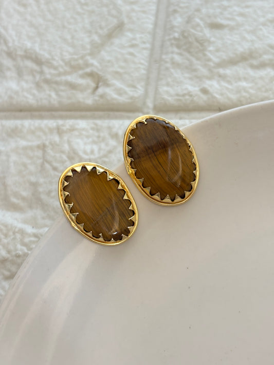 Tiger Eye Natural Stone Studs